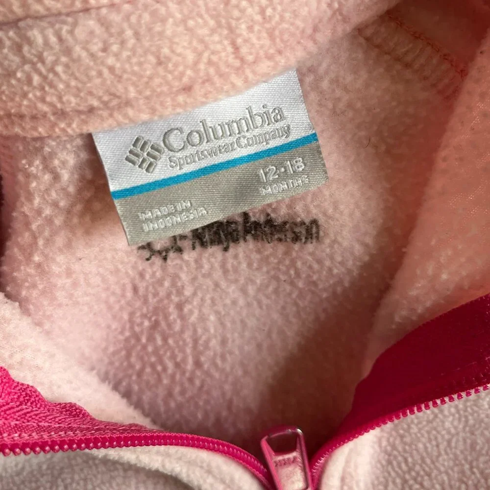 Columbia pink fleece jacket 12-18m